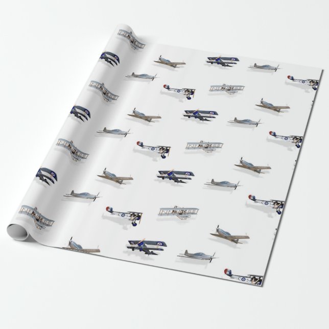 Papier Cadeau Avions vintages de vol (Déroulé)