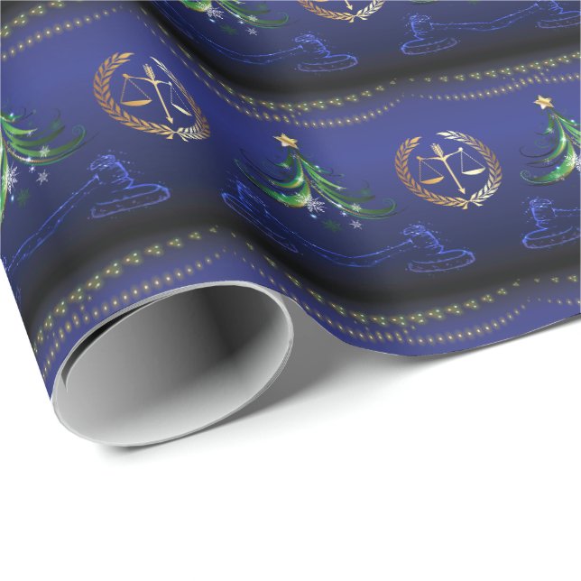 Papier Cadeau Avocat Arbre de Noël Élégant (Coin rond)