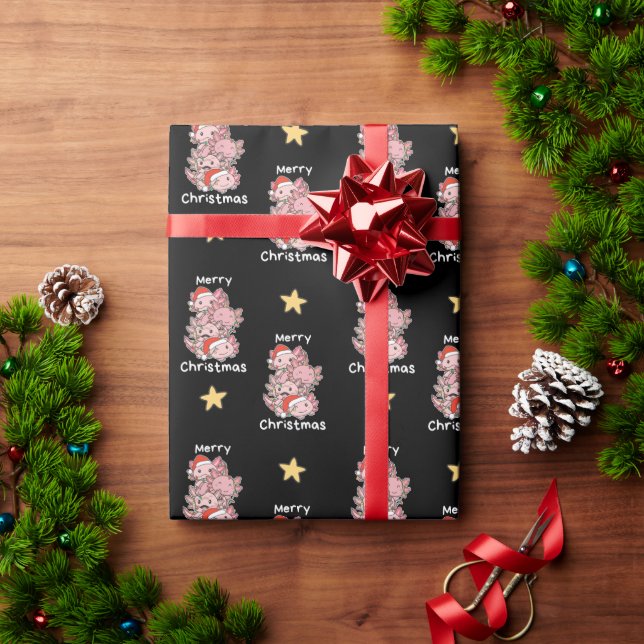 Papier Cadeau Axolotl Arbre de Noël Animaux de Noël Axolotls (Cadeau de vacances)