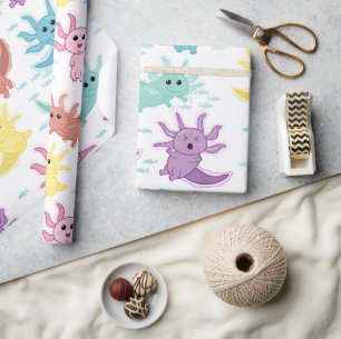 Papier Cadeau Axolotl Kids Cute Salamander Motif