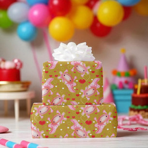 Papier Cadeau Axolotl Love moutarde