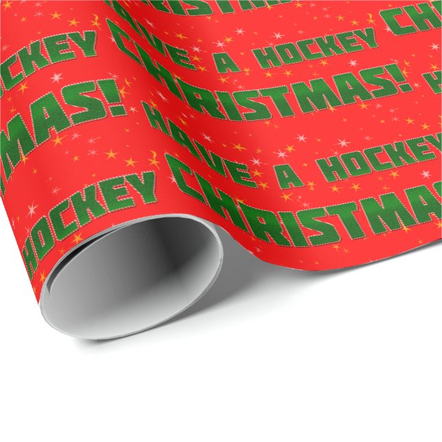 Papier Cadeau Ayez Un Enveloppe Cadeau Motif De Noël De Hockey (Coin rond)