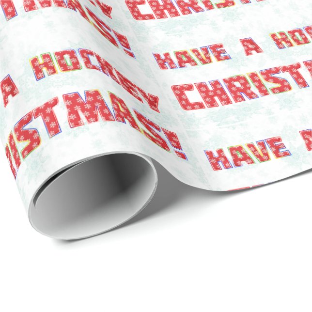 Papier Cadeau Ayez Un Hockey Noël Noël Papier Enveloppement Cade (Coin rond)