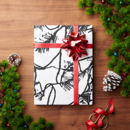 Papier Cadeau B&W Résumé Branches de Noël