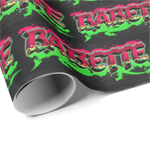 Papier Cadeau Babette prénom Graffiti red green