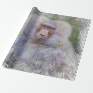 Papier Cadeau babouin animal artistique