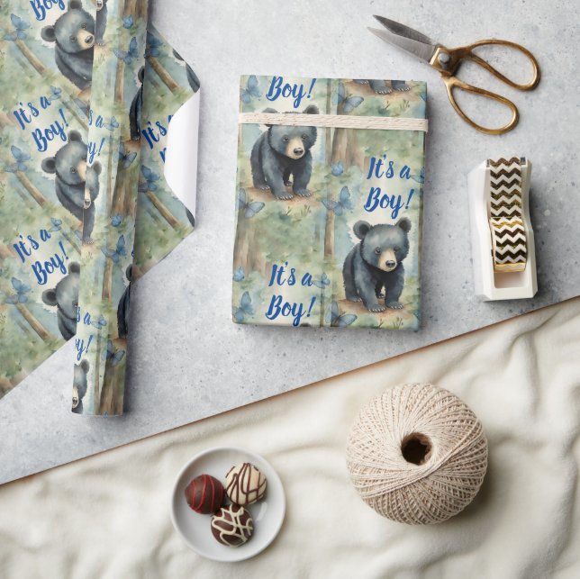 Papier Cadeau Baby Bear C'est un Baby shower garçon (Artisanat)