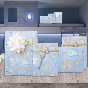 Papier Cadeau Baby Blue Octopus & Seahorse Under the Sea