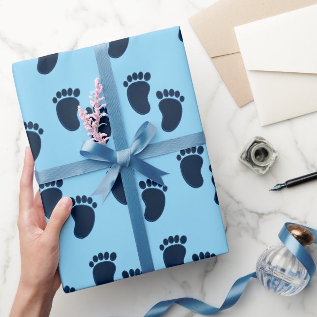 Papier Cadeau Baby Boy Blue Faux Broderie pour imprimer Motif (Cadeaux)