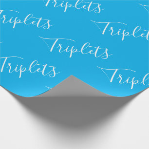 Papier Cadeau Baby Boy Blue Triplet Boys Script