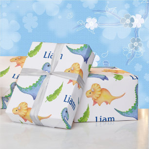 Papier Cadeau Baby Boy Dinosaur Nursery Cute Nouveau-né Nom Cade