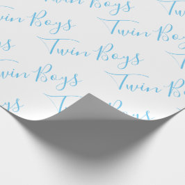 Papier Cadeau Baby Boy Script Blue Twin Boys Baby