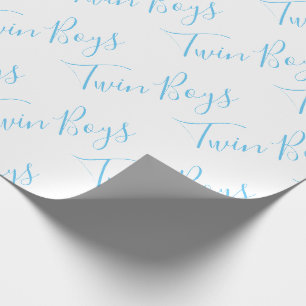 Papier Cadeau Baby Boy Script Blue Twin Boys Baby