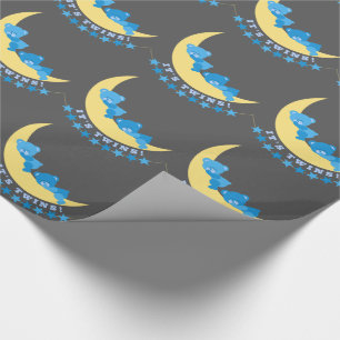 Papier Cadeau Baby Boy Twins Nounours sur Lune Motif