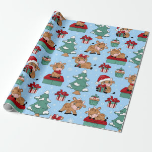 Papier Cadeau Baby Cow Motif de Noël