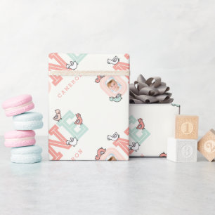 Papier Cadeau Baby Ducks One Photo Girl 1er Anniversaire Cadeau