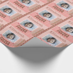 Papier Cadeau Baby Girl 1er anniversaire Scrapbooking rose
