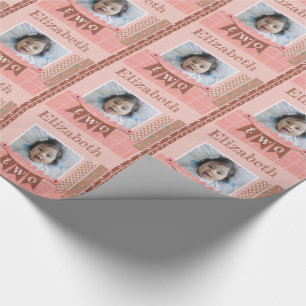 Papier Cadeau Baby Girl 2e anniversaire Scrapbooking rose