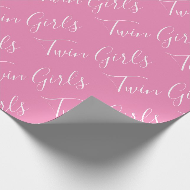 Papier Cadeau Baby Girl rose Twin Girls Script Baby (Coin)
