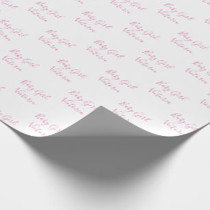 Papier Cadeau Baby Girl Script rose Nom personnalisé