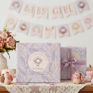 Papier Cadeau Baby Girl Turquie & Bon thanksgiving de plumes