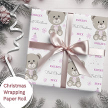 Baby Girls First Christmas Teddy Bear Rose