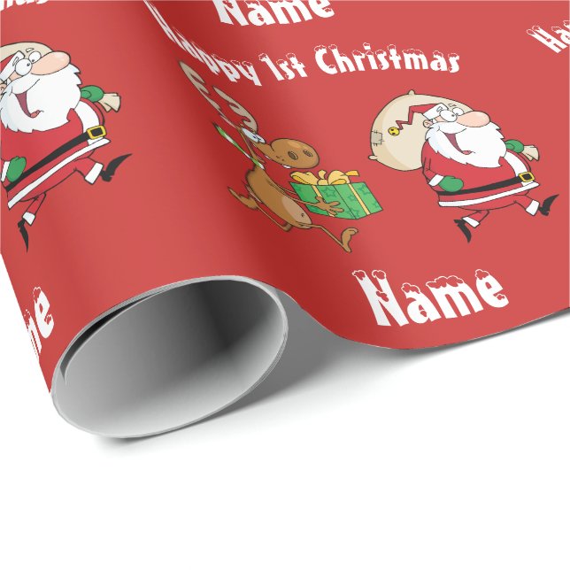 Papier Cadeau BABY Happy 1er Noël Personnalisé Funny (Coin rond)