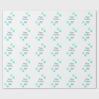 Papier Cadeau Baby kids 1st birthday add name blue green pastel 