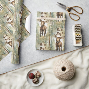 Papier Cadeau Baby Moose C'est un Baby shower garçon