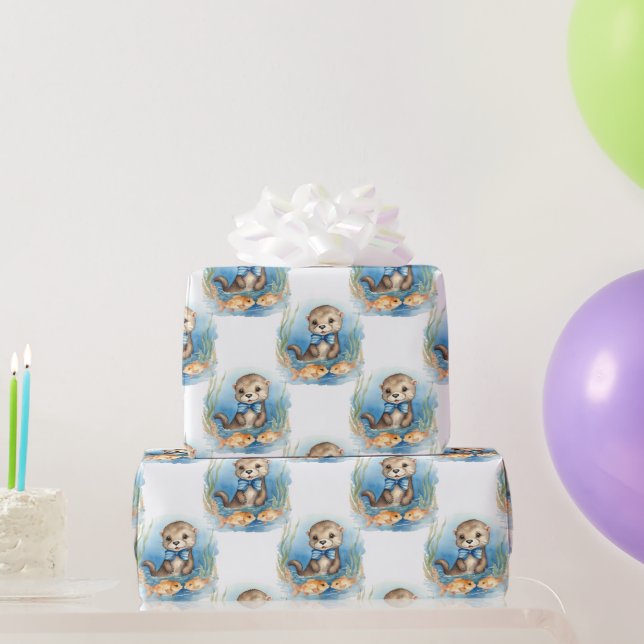 Papier Cadeau Baby Otter Boy (Cadeaux de fête)