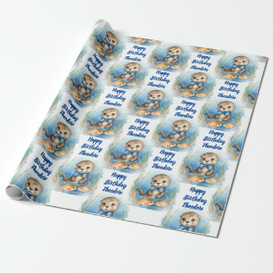 Papier Cadeau Baby Otter Boy Personnalisé