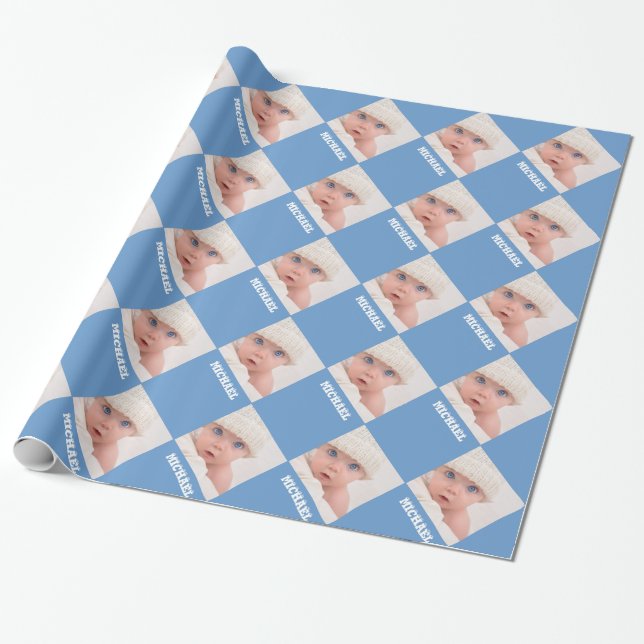 Papier Cadeau Baby Photo Motif Anniversaire (Déroulé)