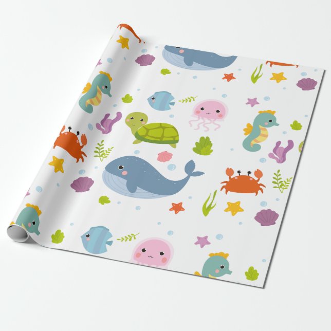 Papier Cadeau Baby Sea Animals (Déroulé)