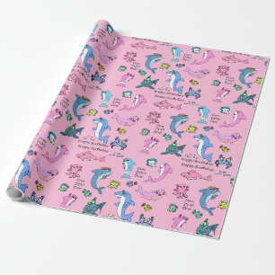 Papier Cadeau Baby Shark Family Doo Doo Joyeux anniversaire