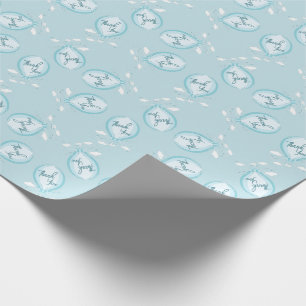 Papier Cadeau Baby shower à bulle à air chaud Merci bleu