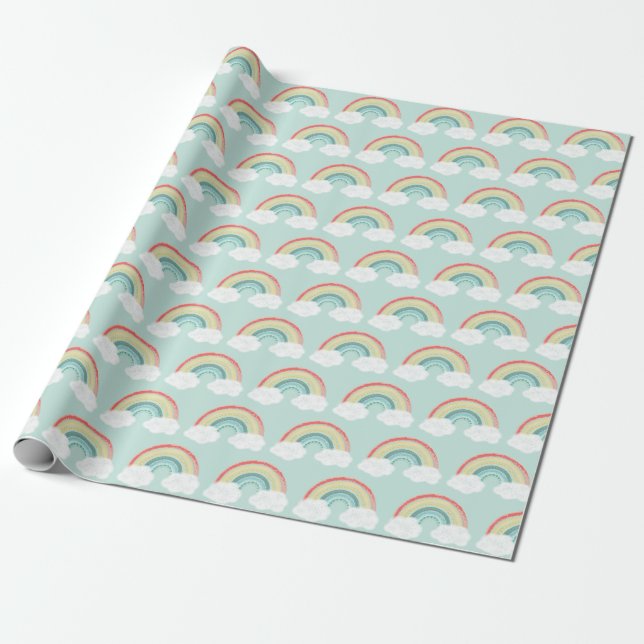 Papier Cadeau Baby shower arc-en-ciel Boho (Déroulé)