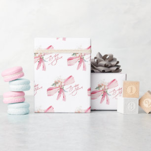 Papier Cadeau Baby Shower Arc-en-Ciel Rose Blush Aquarelle