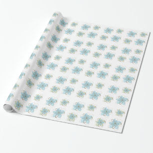 Papier Cadeau Baby shower aux fleurs blanches et vertes