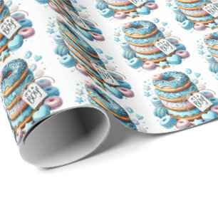 Papier Cadeau baby shower beige garçons cool carrelé