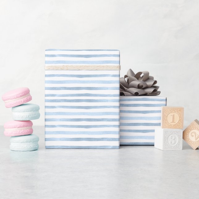 Papier cadeau Baby shower Bleu Bande (Baby Shower)