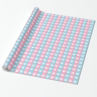 Papier Cadeau Baby shower - bleu et rose - thème d'empreinte de