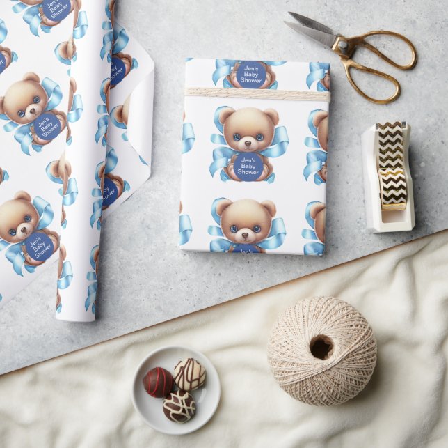 Papier Cadeau Baby shower Bleu Teddy Bear (Artisanat)