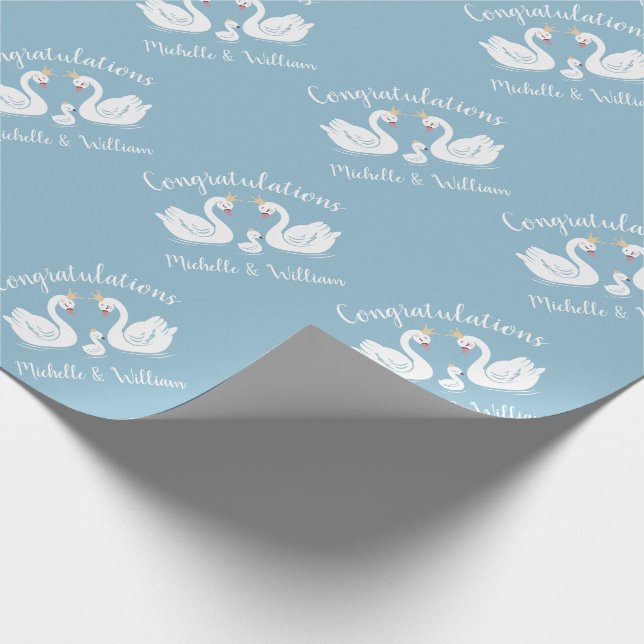 Papier Cadeau Baby shower Blue Boy Swan (Coin)