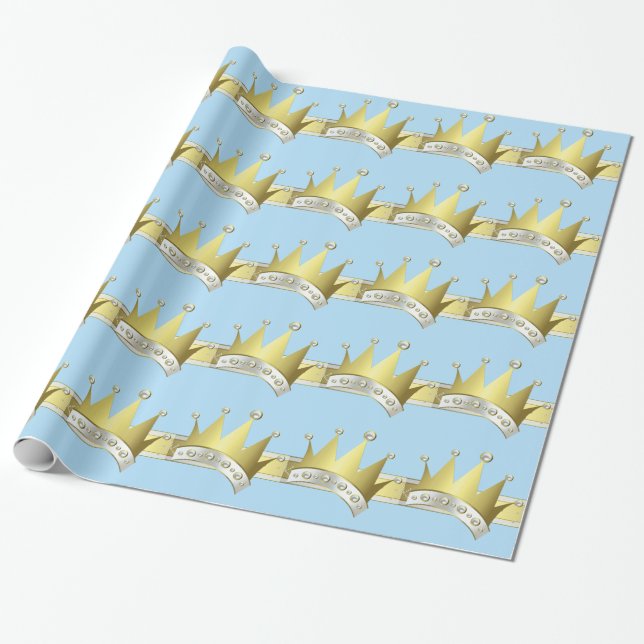 Papier Cadeau Baby shower Blue et Gold Little Prince (Déroulé)