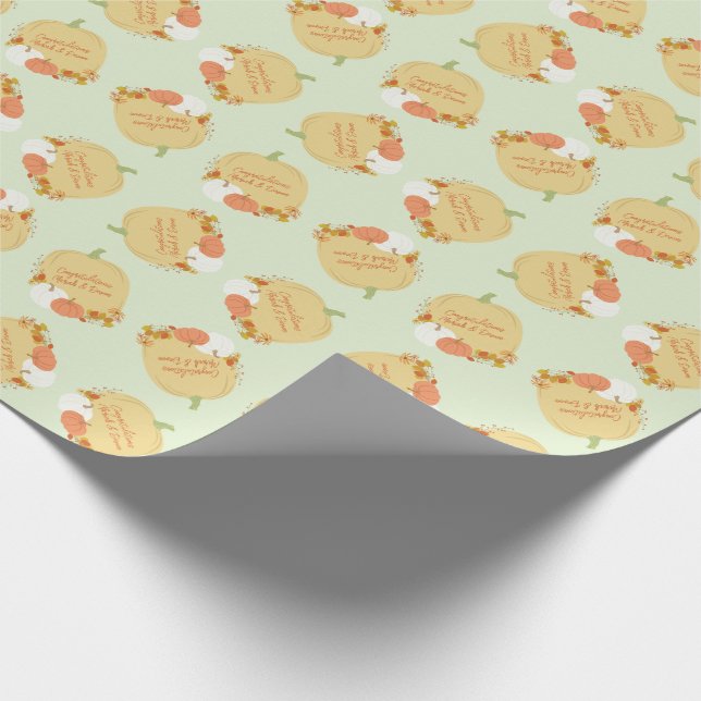 Papier Cadeau Baby shower Citrouille d'automne (Coin)
