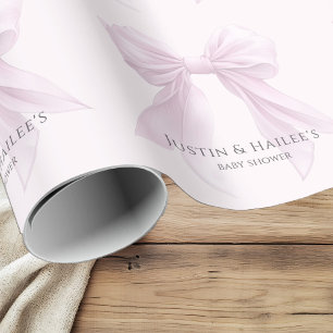 Papier Cadeau Baby shower coquette pour fille rose personnalisée