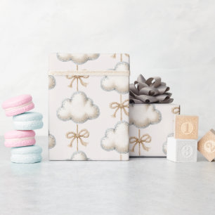 Papier Cadeau Baby Shower Cream Blue Cloud Nine