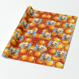 Papier Cadeau Baby shower d'abeilles et d'abeilles miel