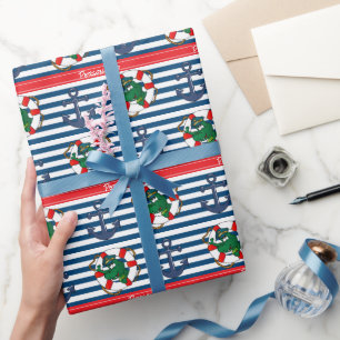 Papier Cadeau Baby shower d'alligator nautique / Anniversaire de