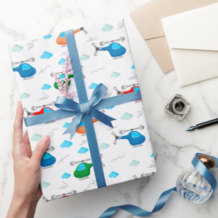 Papier Cadeau Baby shower d'anniversaire d'hélicoptère